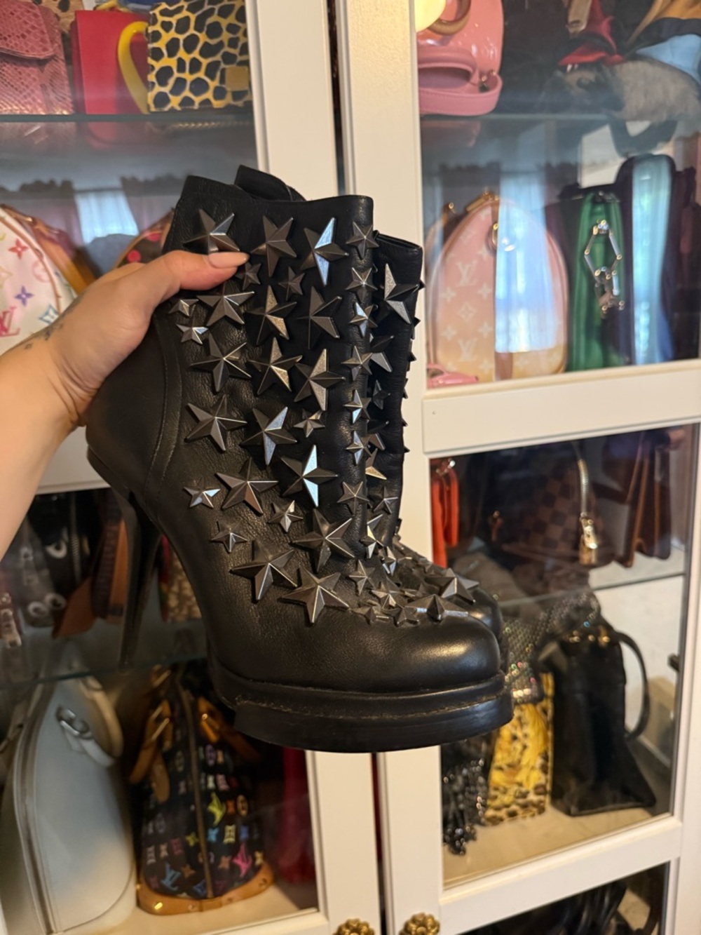 Jeffrey Campbell rare Black Star-Studded Platform Ankle Boots